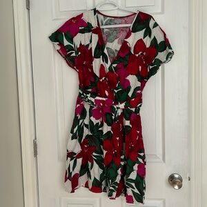 Floral linen mini dress